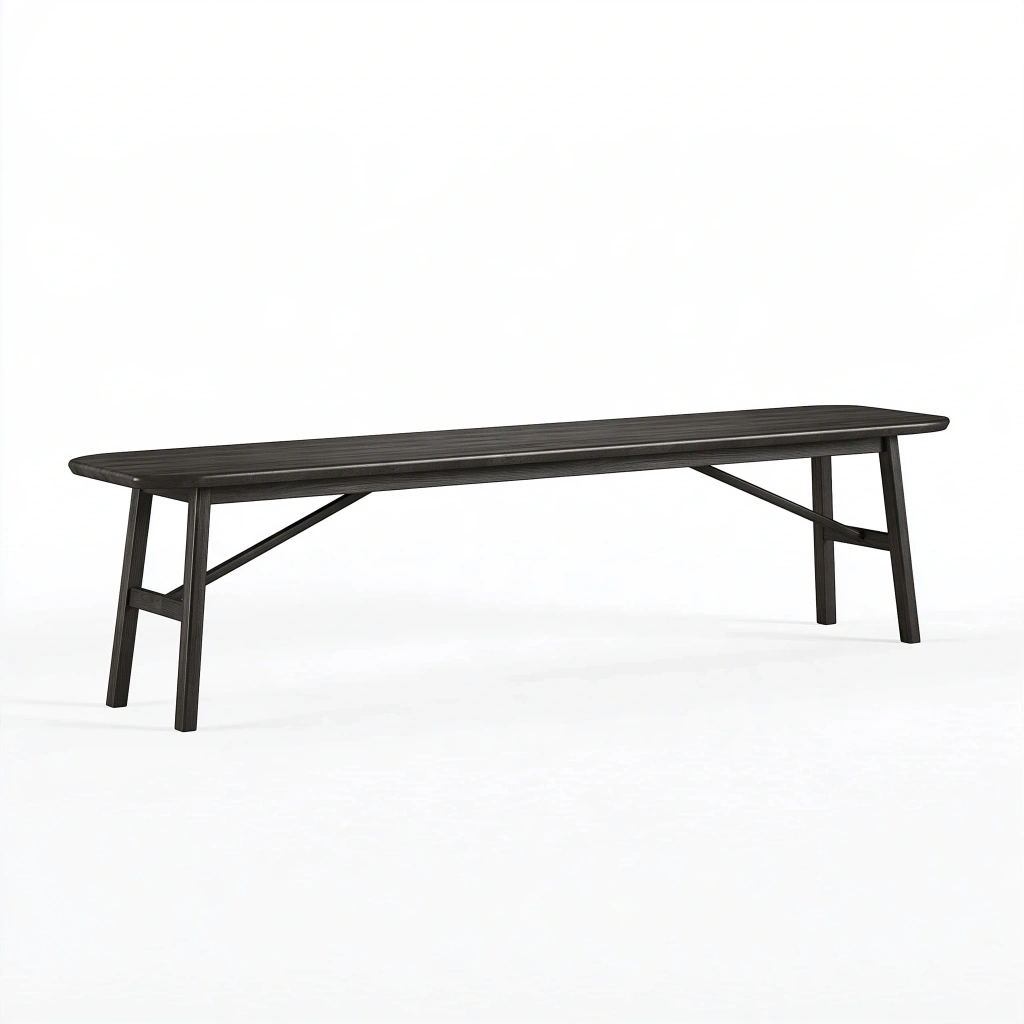 Ławka 180 x 35 x 45 cm z drewna czarna - minimalistyczna do jadalni
