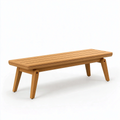 Ławka 120 x 35 x 45 cm z drewna naturalnego - listwowe siedzisko w stylu nowoczesnym