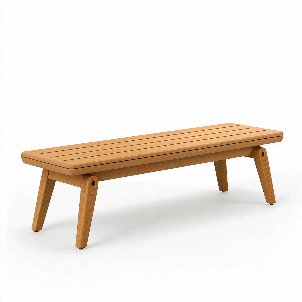 Ławka 120 x 35 x 45 cm z drewna naturalnego - listwowe siedzisko w stylu nowoczesnym