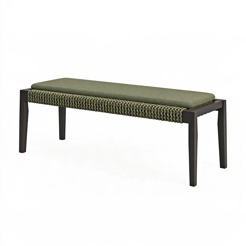Ławka ogrodowa 120 x 40 x 45 cm z metalową ramą zielona pleciona
