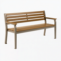 Ławka ogrodowa 120 x 60 x 85 cm metalowa brązowa z oparciem i podłokietnikami
