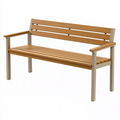 Ławka ogrodowa 150 x 60 x 85 cm drewniano metalowa brązowo szara z oparciem