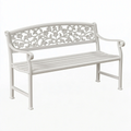 Ławka ogrodowa 120 x 60 x 90 cm metalowa biała z kwiatowym oparciem