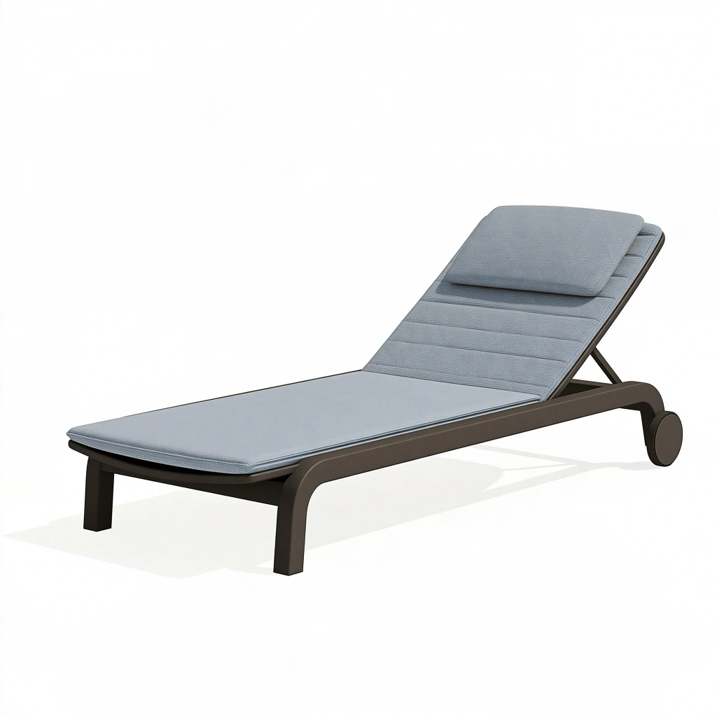 Leżak ogrodowy 195 x 65 x 95 cm z metalową ramą szary regulowany na kółkach